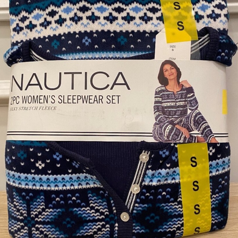 New ! Nautica Women 2-Piece Lightweight Fleece Pajama Sleepwear Set sz S fits M